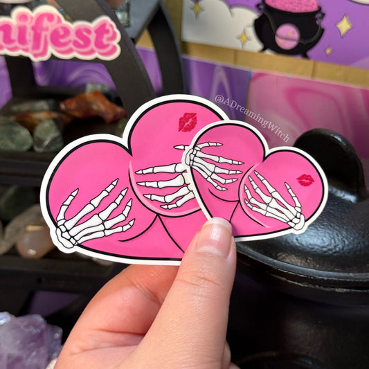 Butt Heart Skeleton Hands | Glossy Waterproof Sticker
