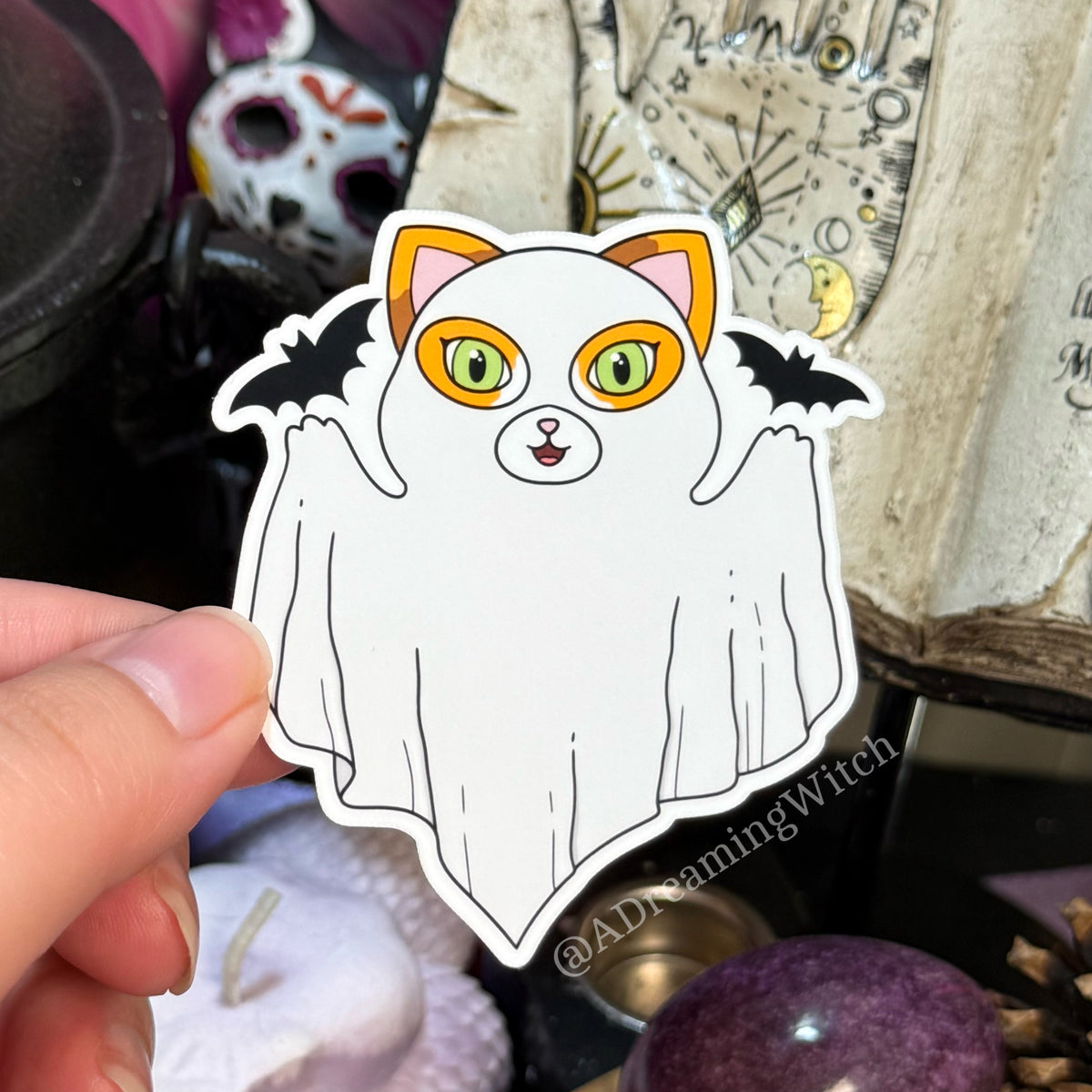 Calico Ghost Kitty | Glossy Waterproof Sticker