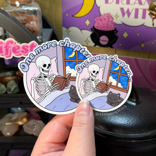 One More Chapter Skeleton | Glossy Waterproof Sticker