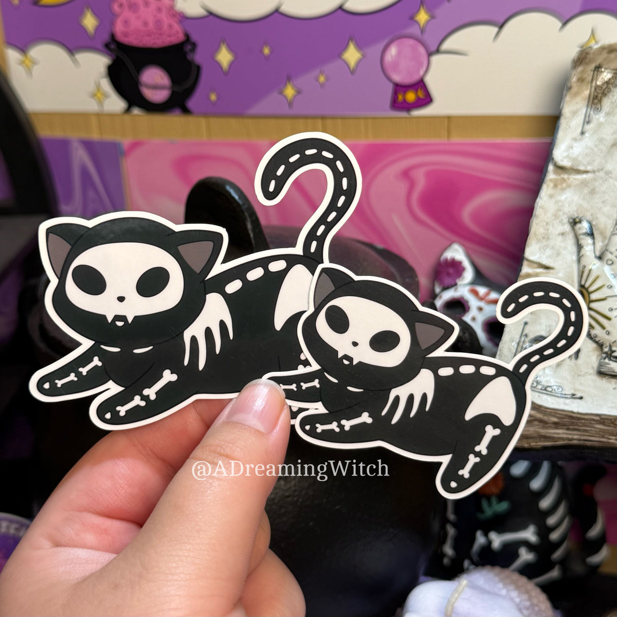 Skeleton Kitty | Glossy Waterproof Sticker