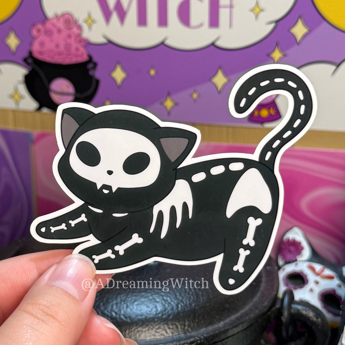 Skeleton Kitty | Glossy Waterproof Sticker