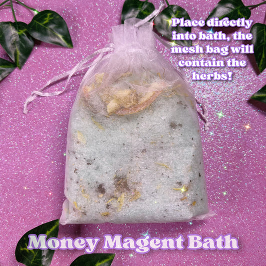 drawstring bag of money magnet herbal bath