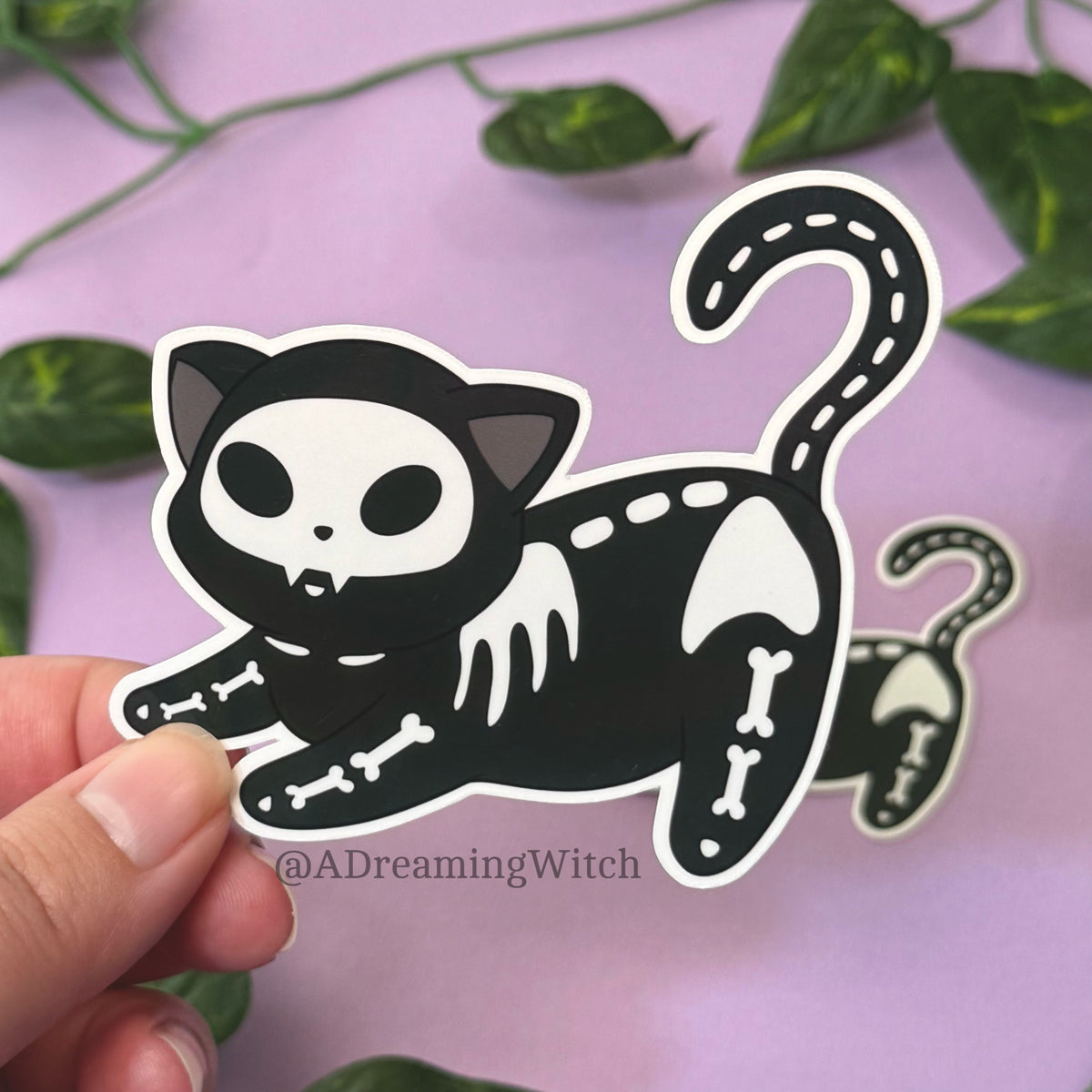 Skeleton Kitty | Glossy Waterproof Sticker