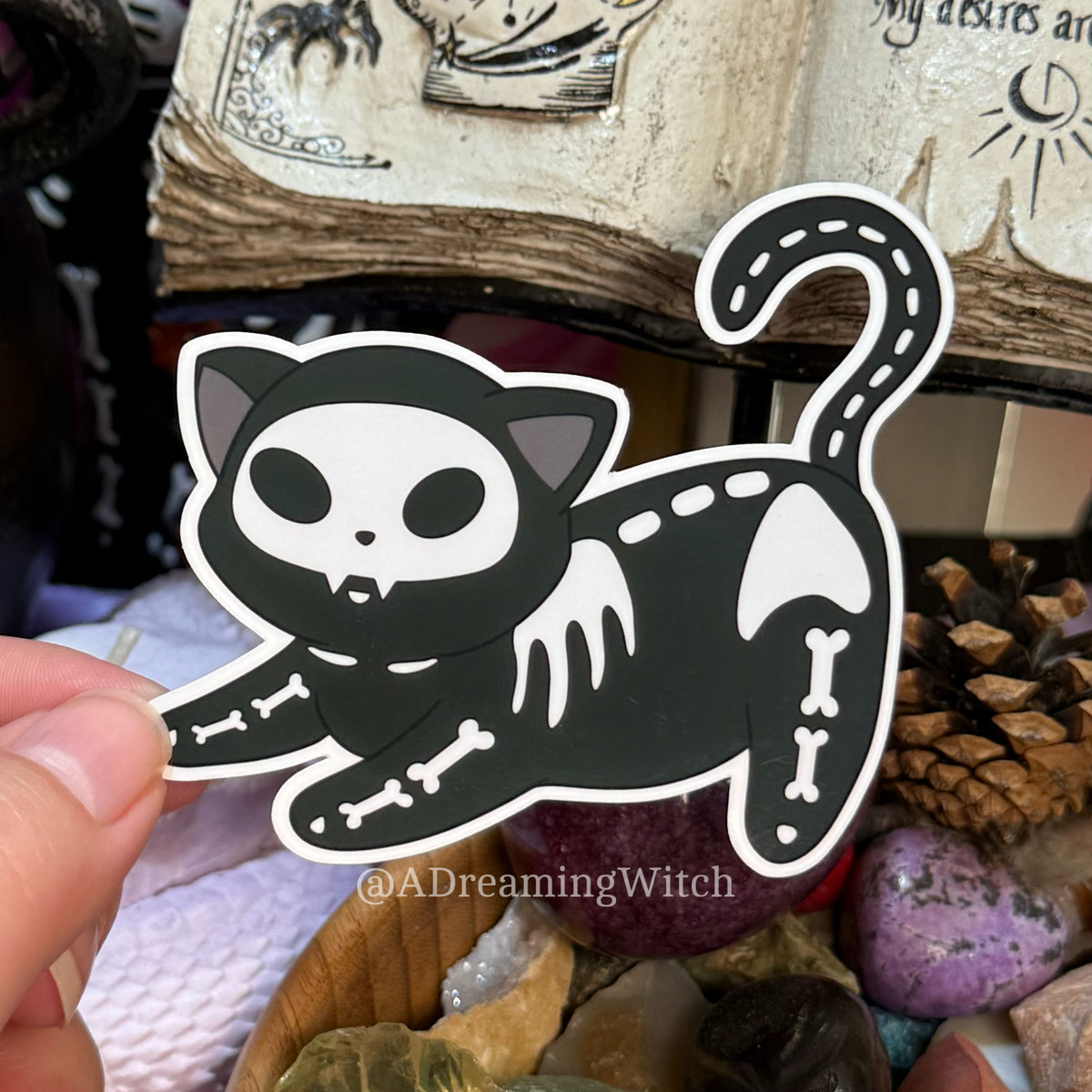 Skeleton Kitty | Glossy Waterproof Sticker