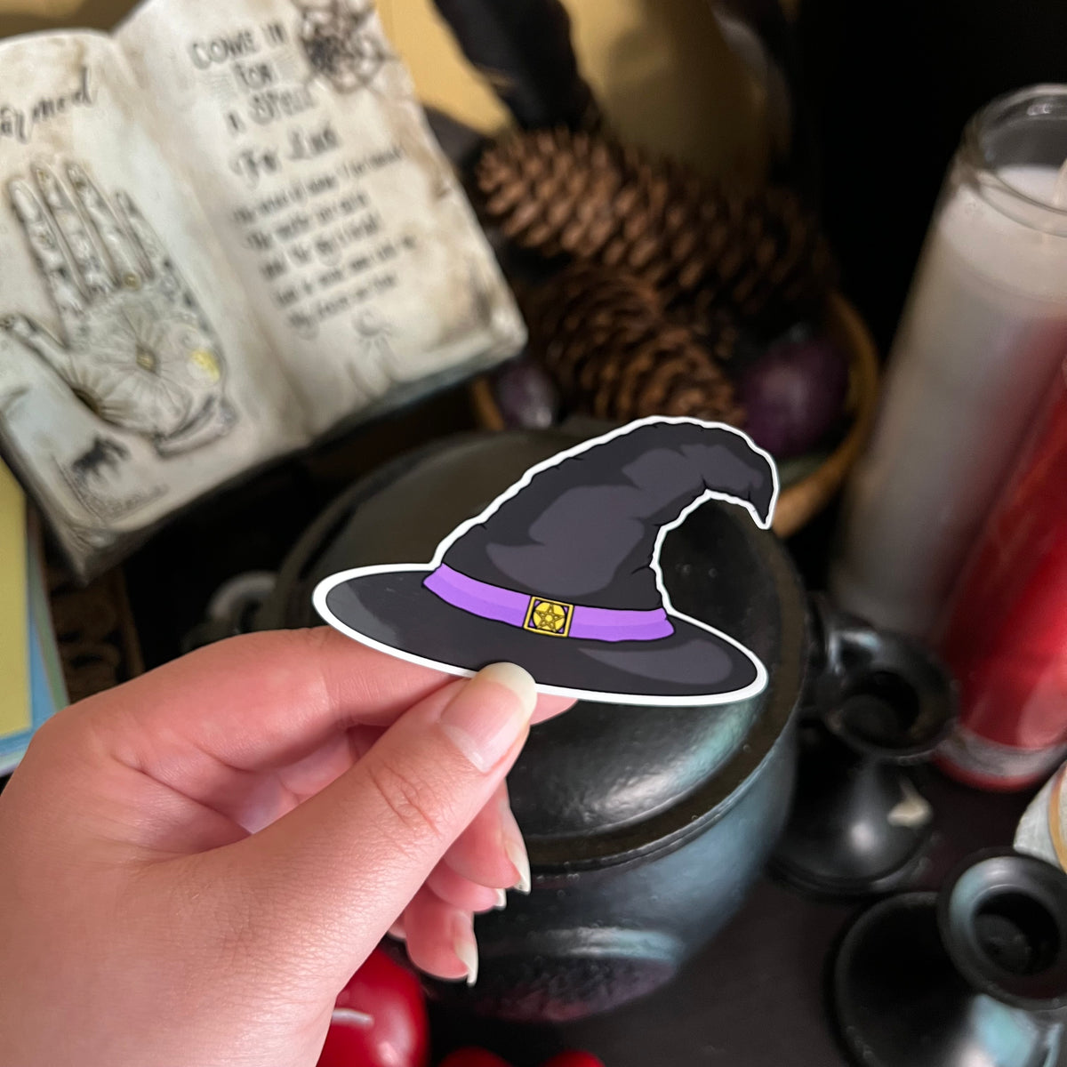 Cute Witch Hat | Waterproof Glossy Sticker | Witchy, Magic, Wicca, Occult