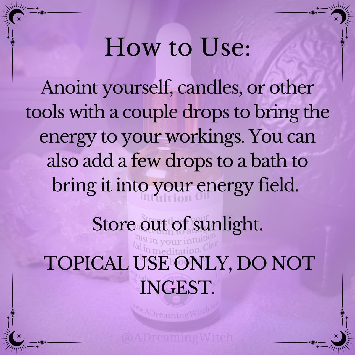 Intuition Oil | Herbal infusion, intention oil, ritual oil | Third Eye, Meditation Oil