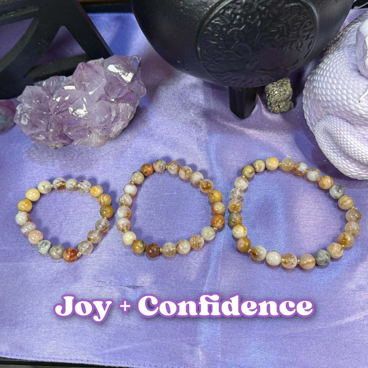 Joy + Confidence Bracelet | Intention + Reiki Infused | Golden Citrine + Yellow Lace Agate