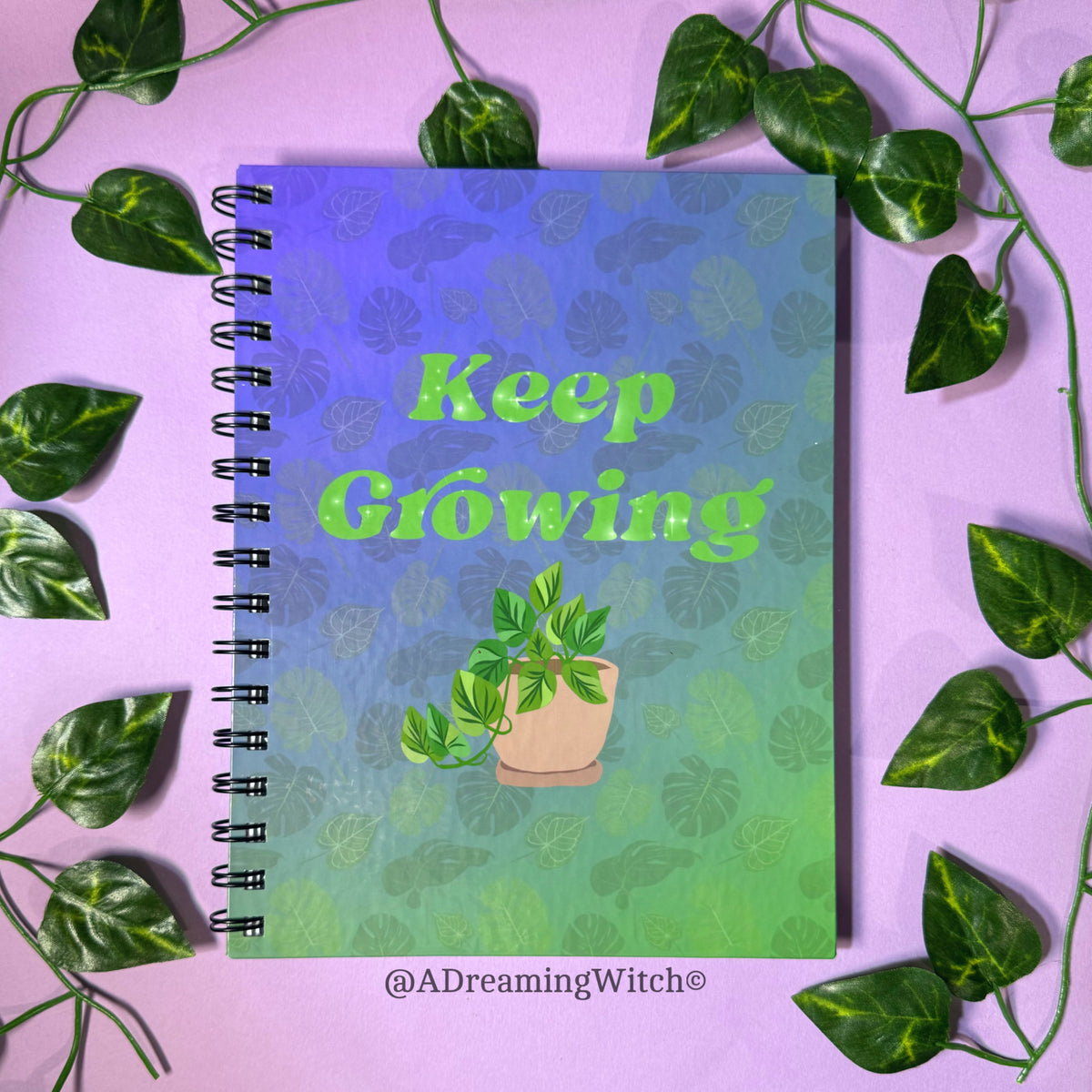 Keep Growing | Wire Bound Notebook | 8.5" x 6.5" | Lined Leaf Print Pages