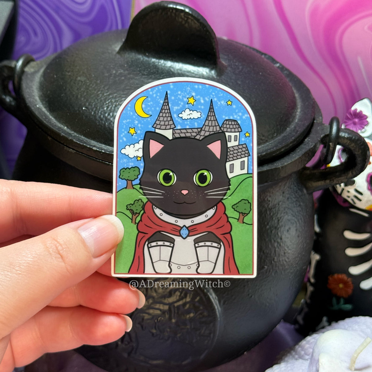Knight Black Cat | Glossy Waterproof Sticker
