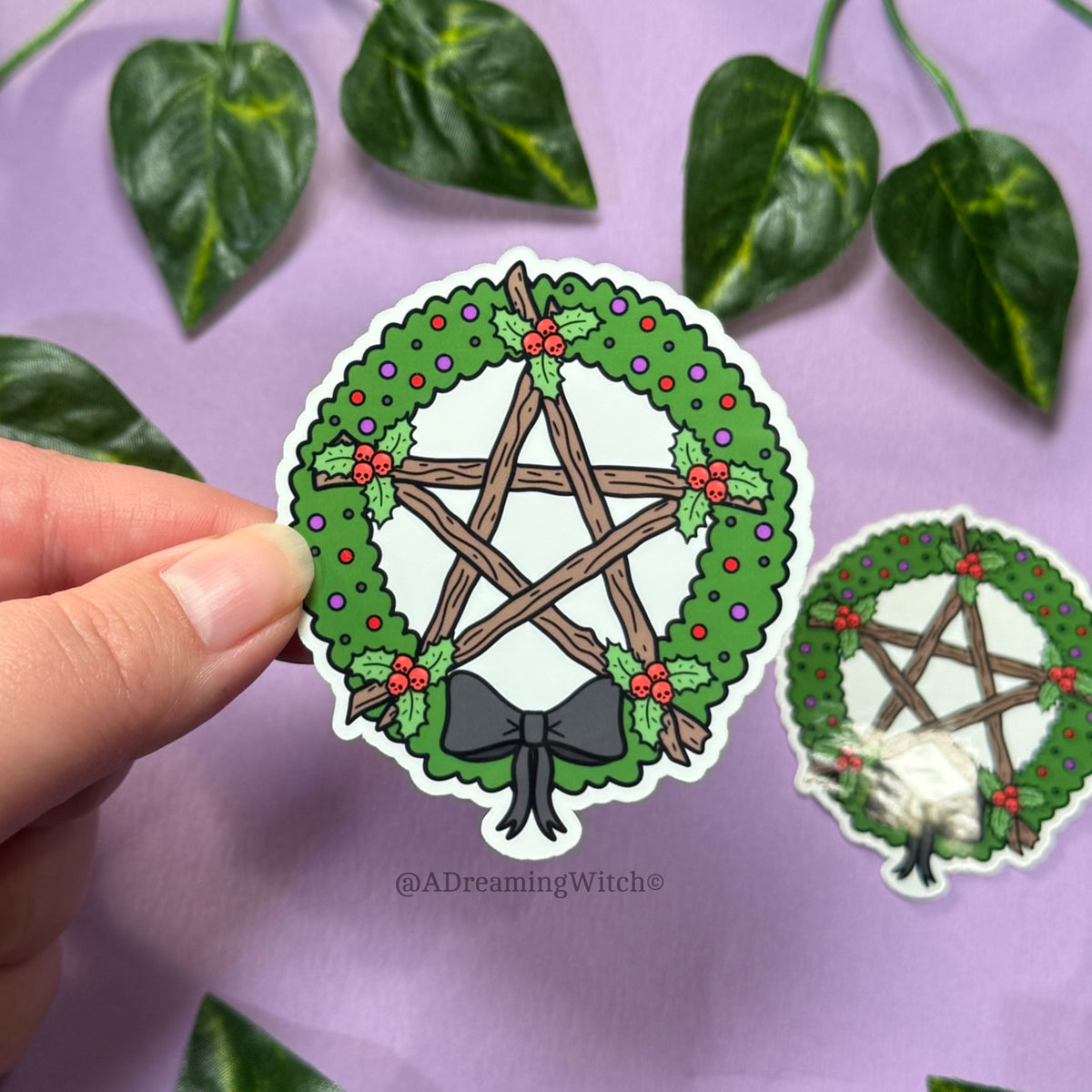 Pentagram Yule Wreath | Glossy Waterproof Sticker