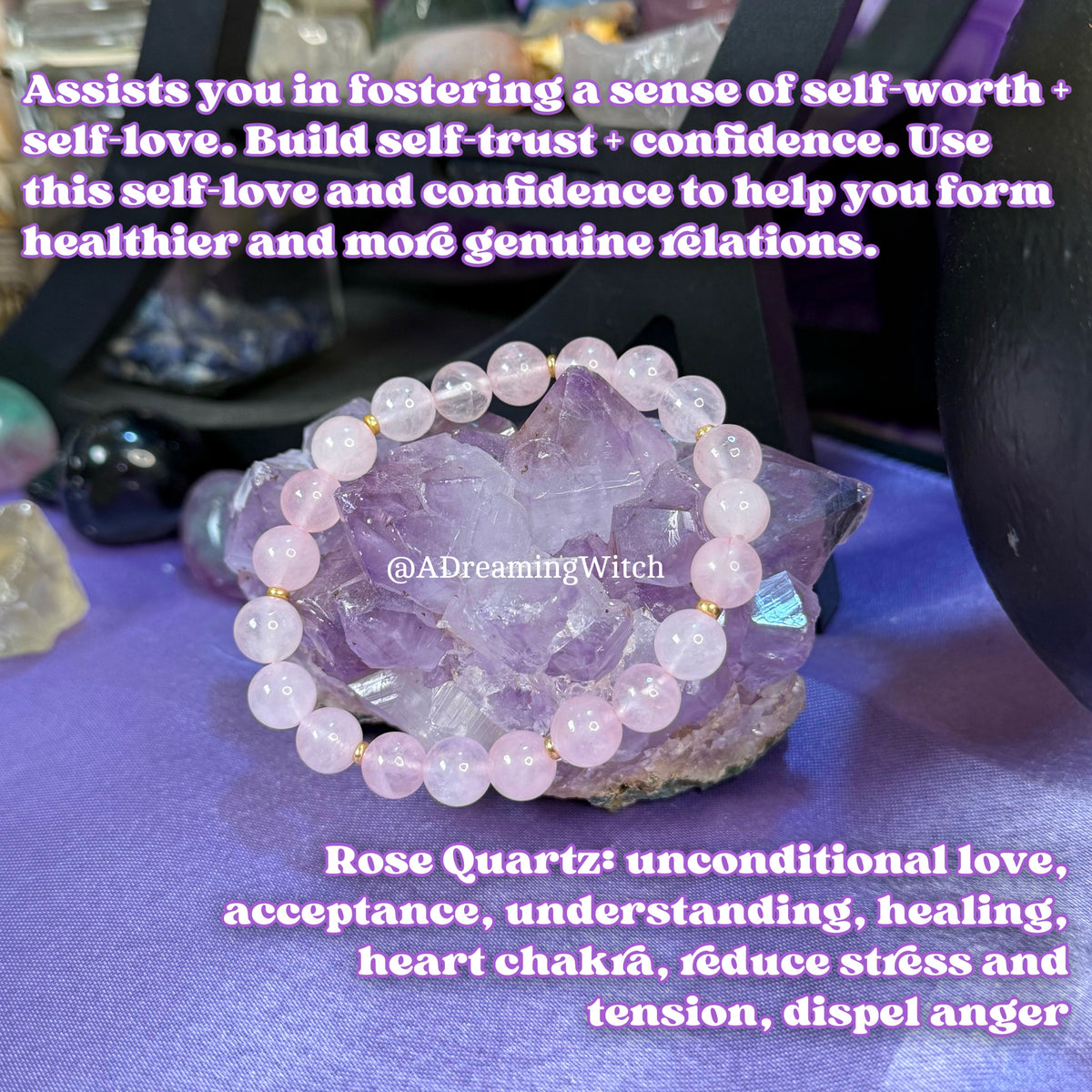 Self Love Bracelet | Intention + Reiki Infused | Rose Quartz Crystal