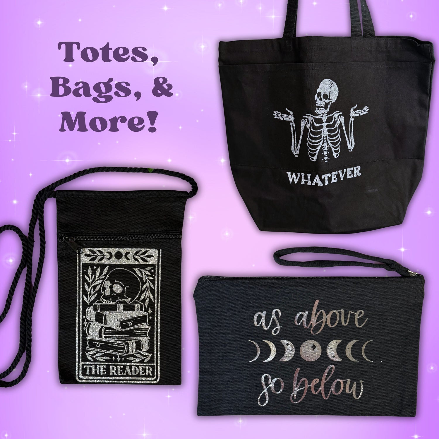 Totes, Make-up Bags, & more