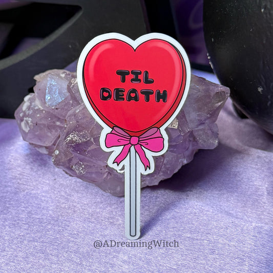 'Til Death' Heart Lollipop | Glossy Waterproof Sticker