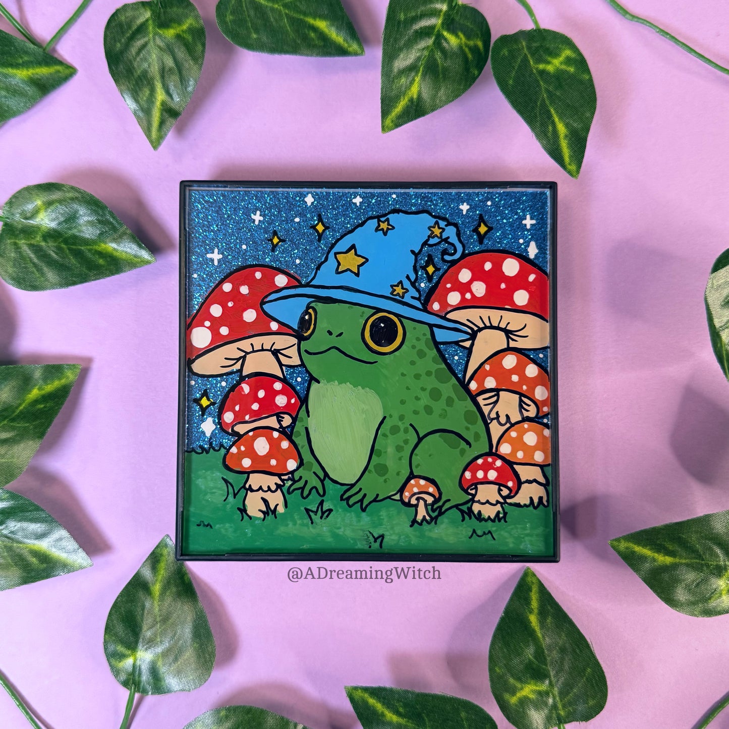 Wizard Toad / Frog | 4 x 4 Painted Frame, Ready to Display