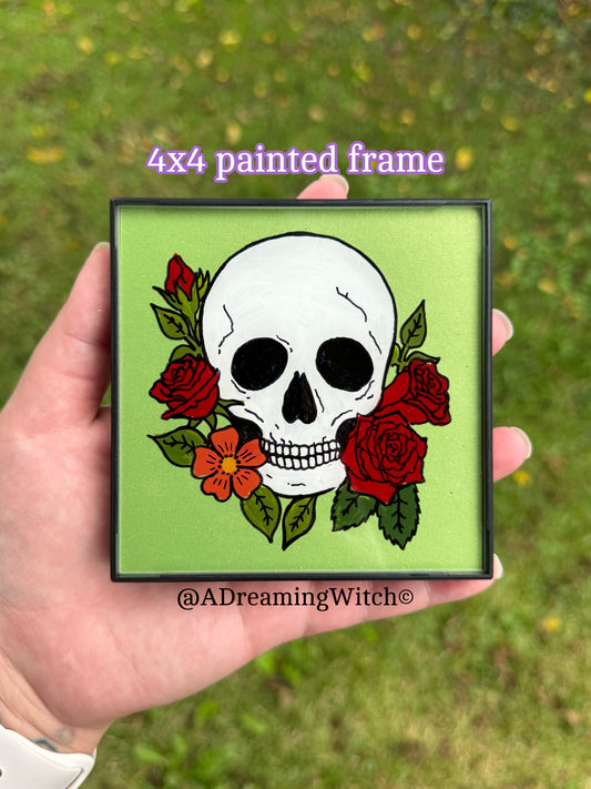 Floral Skull 4x4 Glass Painting