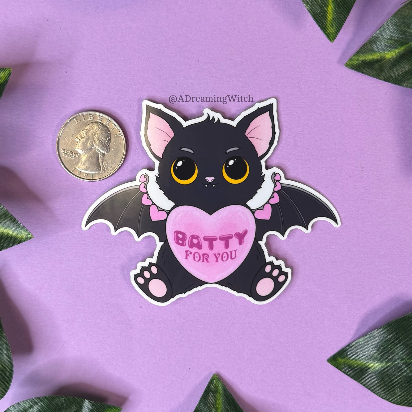 Batty For You, Valentines Day Bat | Glossy Waterproof Sticker