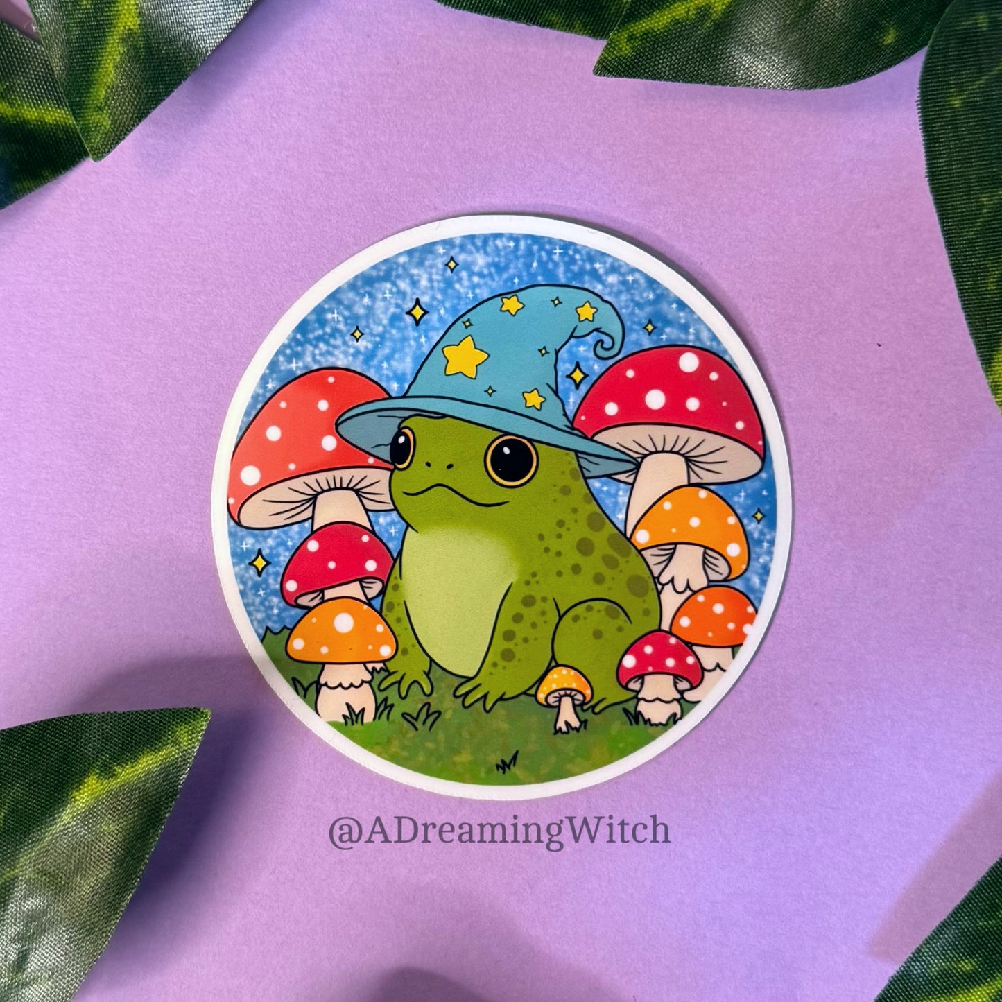 Wizard Toad | Glossy Waterproof Sticker | Frog, mushroom, wizard hat