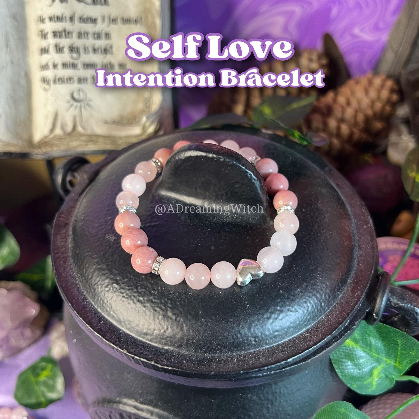 Self Love Bracelet | Intention + Reiki Infused | Rose Quartz + Rhodochrosite Crystal