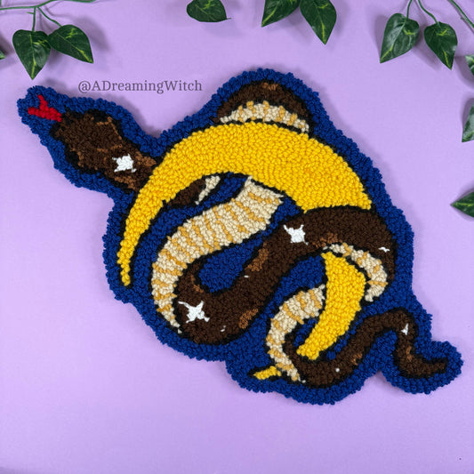 Crescent Moon Snake Punch Needle Rug