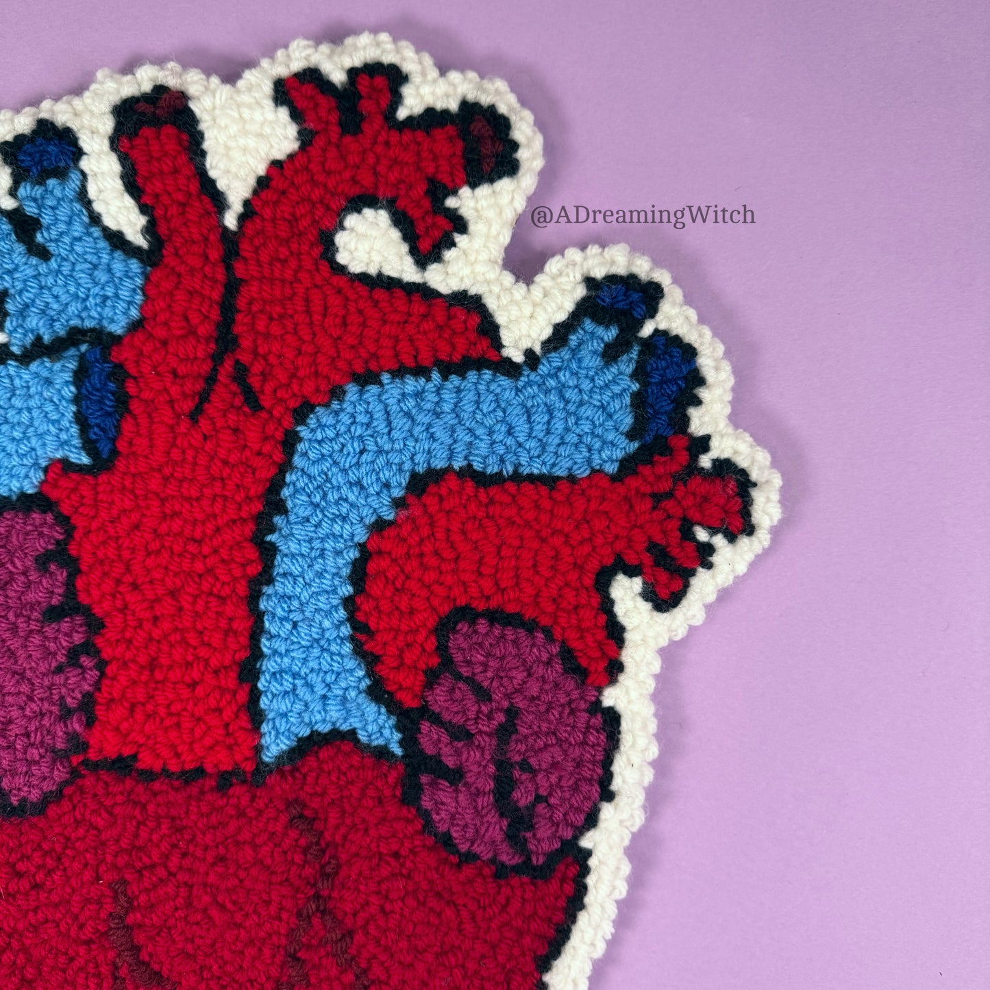 Anatomical Heart Punch Needle Rug