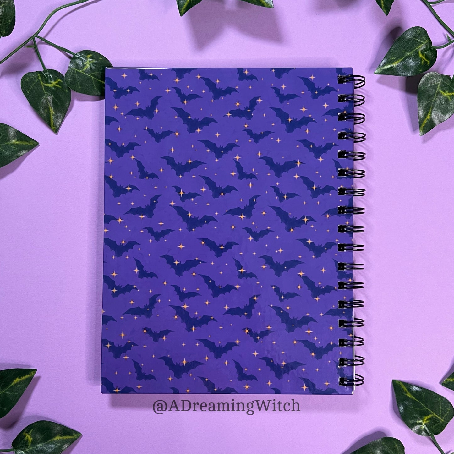 Witchy Cats and Bats | Spiral Notebook | 6.5"x8.5" | Colored Lined Pages | Witchy, halloween, spooky theme