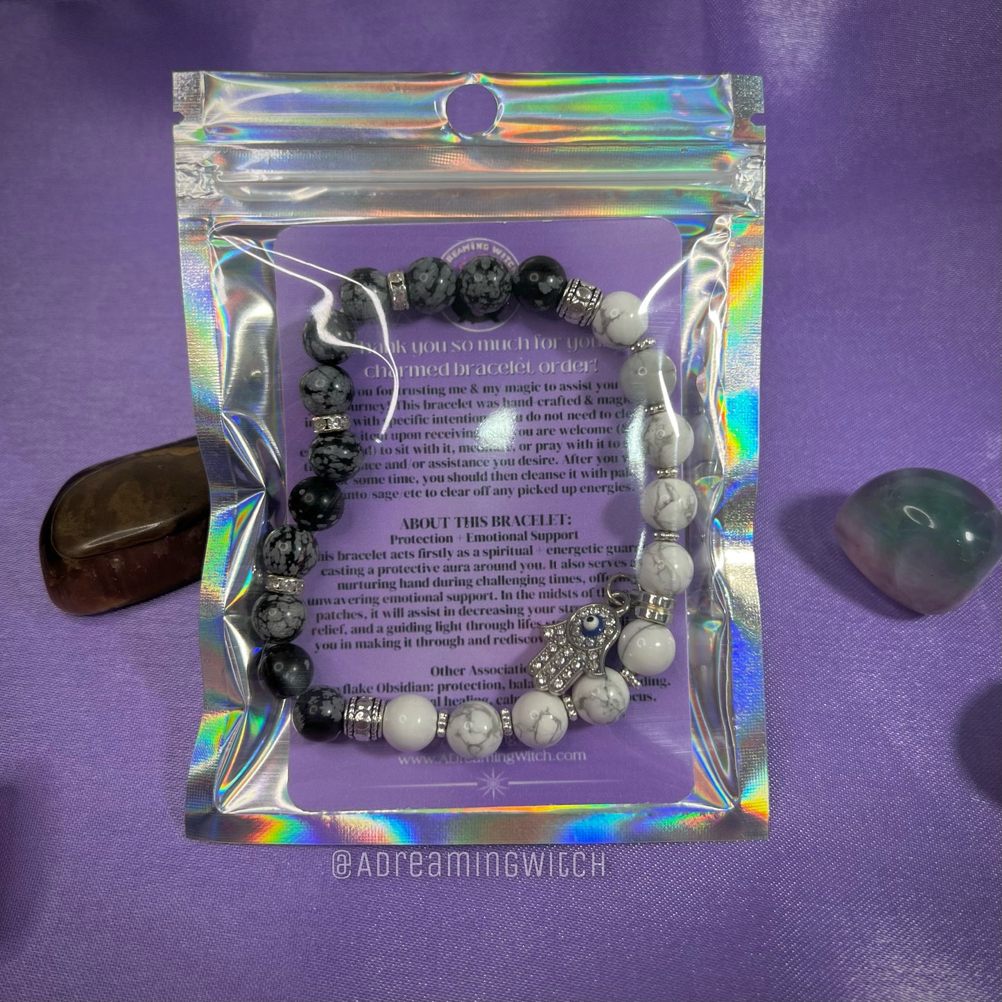 Spiritual Protection + Grounding Bracelet | Intention + Reiki Infused | Tigers Eye + Obsidian Crystal