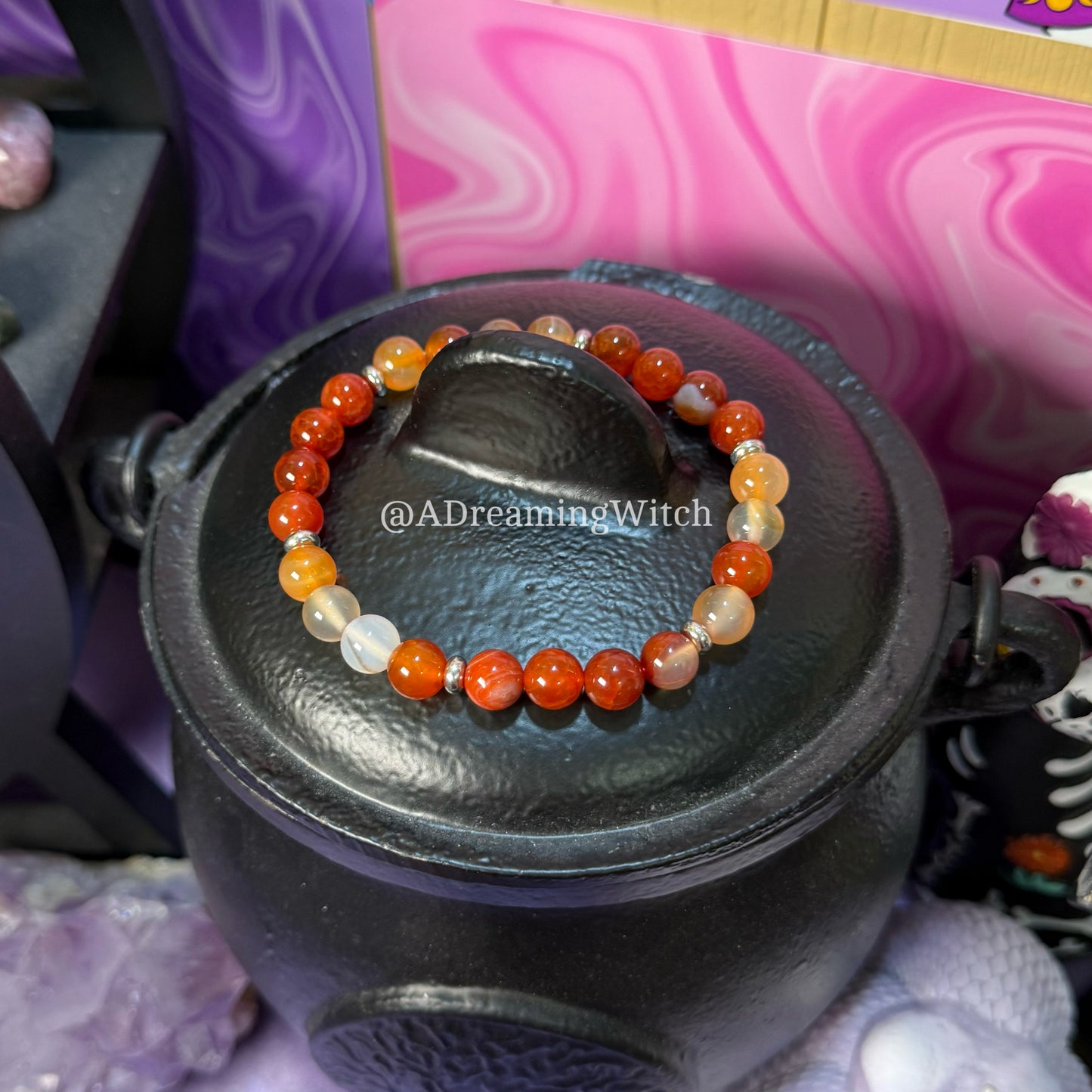 Sacral Chakra Bracelet | Intention + Reiki Infused | Carnelian + Red Agate Crystal