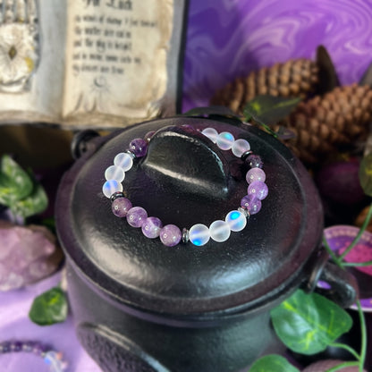 Third Eye Intuition Bracelet | Intention + Reiki Infused | Amethyst + Hematite