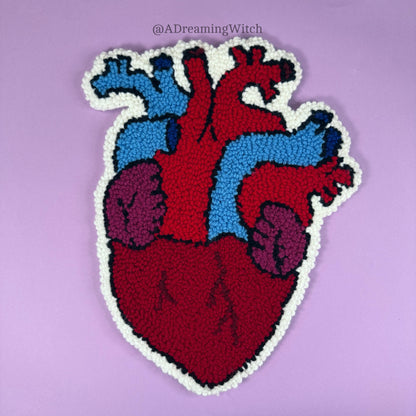 Anatomical Heart Punch Needle Rug