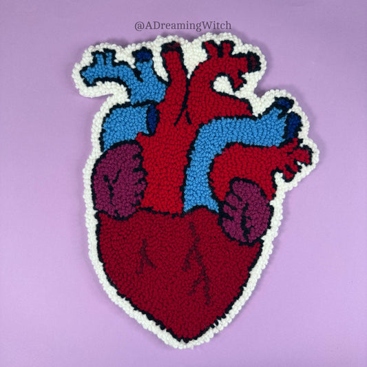 Anatomical Heart Punch Needle Rug