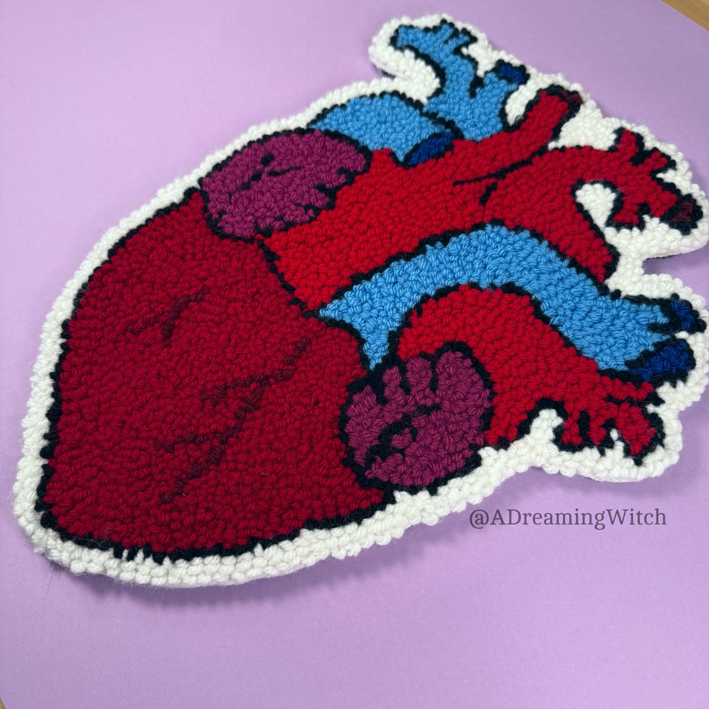 Anatomical Heart Punch Needle Rug