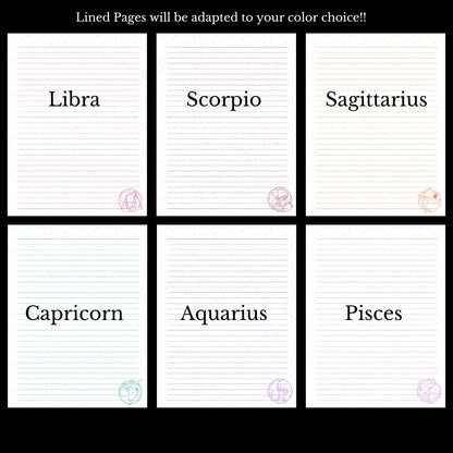 Custom Zodiac Sign Notebook | 6.5” x 8.5” 70 Line Pages | Choose your colors!