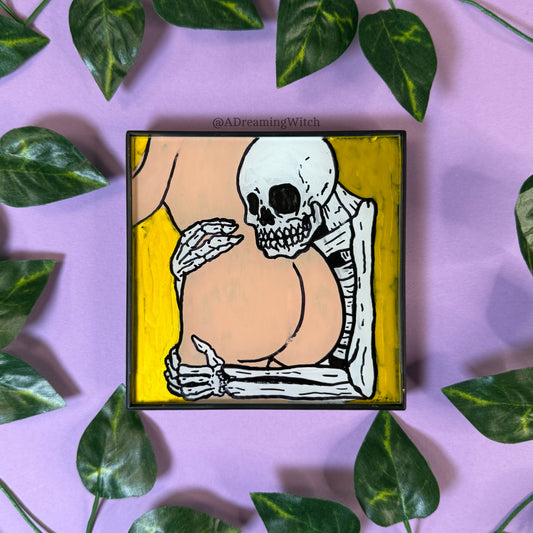 Skeleton Booty Hug | 4 x 4 Painted Frame, Ready to Display