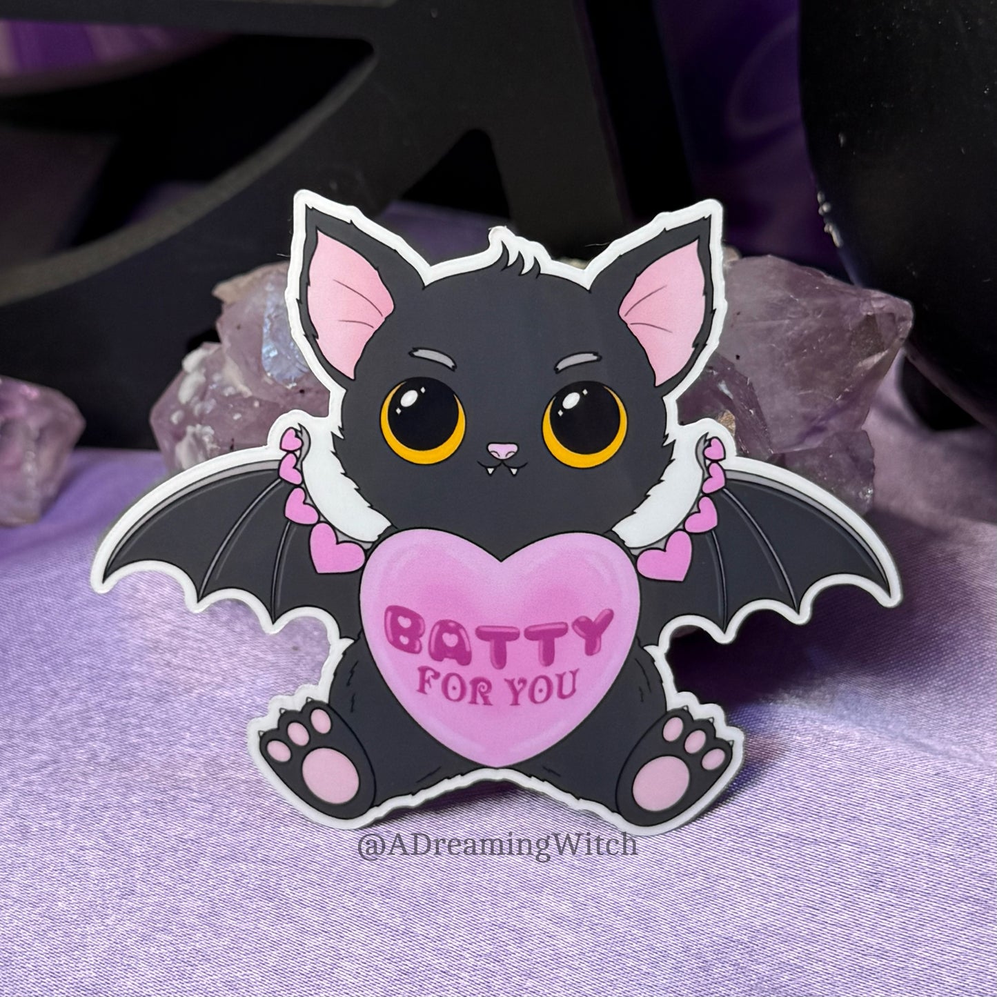 Batty For You, Valentines Day Bat | Glossy Waterproof Sticker