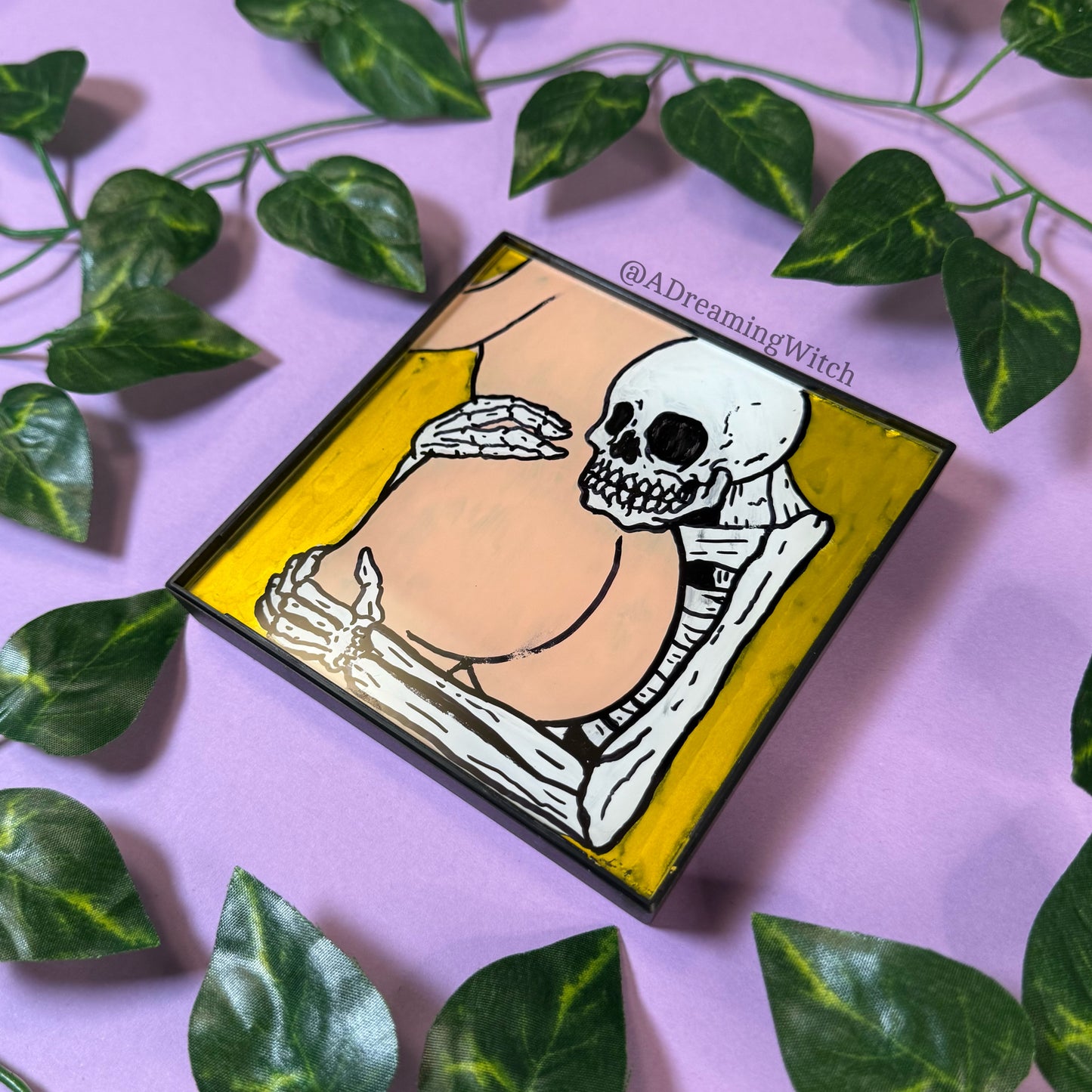 Skeleton Booty Hug | 4 x 4 Painted Frame, Ready to Display