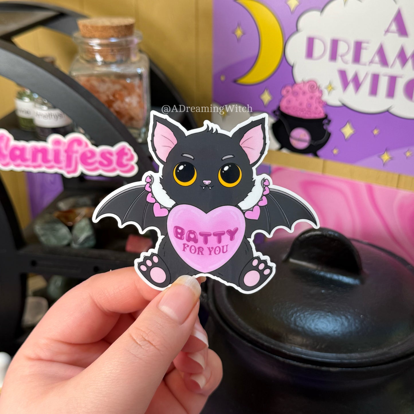 Batty For You, Valentines Day Bat | Glossy Waterproof Sticker