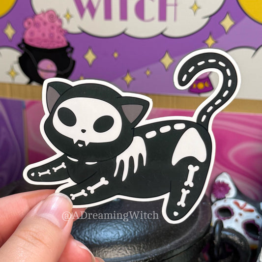 Skeleton Kitty | Glossy Waterproof Sticker