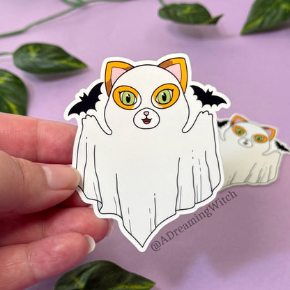 Calico Ghost Kitty | Glossy Waterproof Sticker