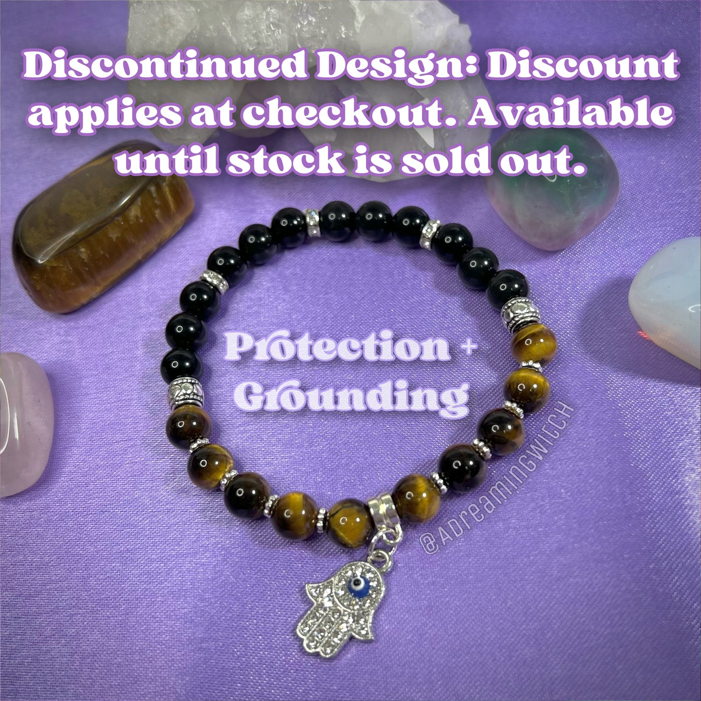 Spiritual Protection + Grounding Bracelet | Intention + Reiki Infused | Tigers Eye + Obsidian Crystal