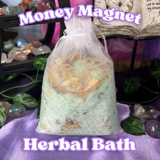 drawstring bag of money magnet spiritual herbal bath