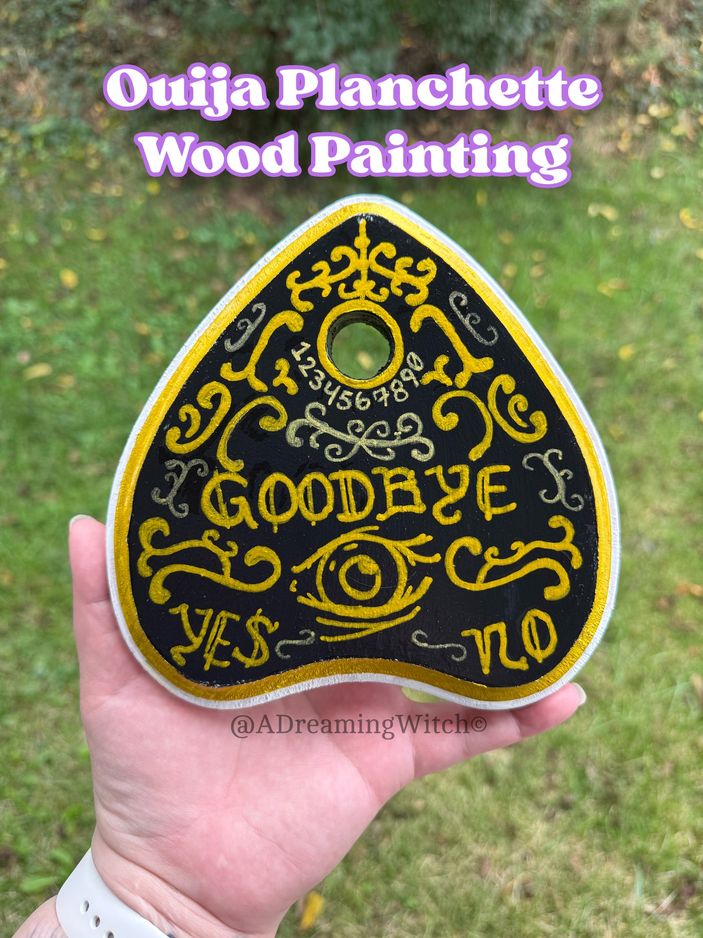 Ouija Planchette Wood Piece Painting
