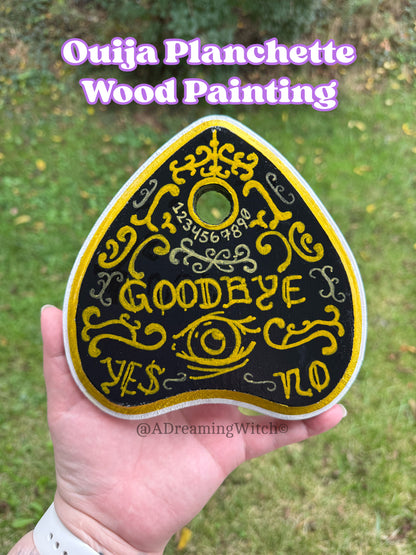 Ouija Planchette Wood Piece Painting