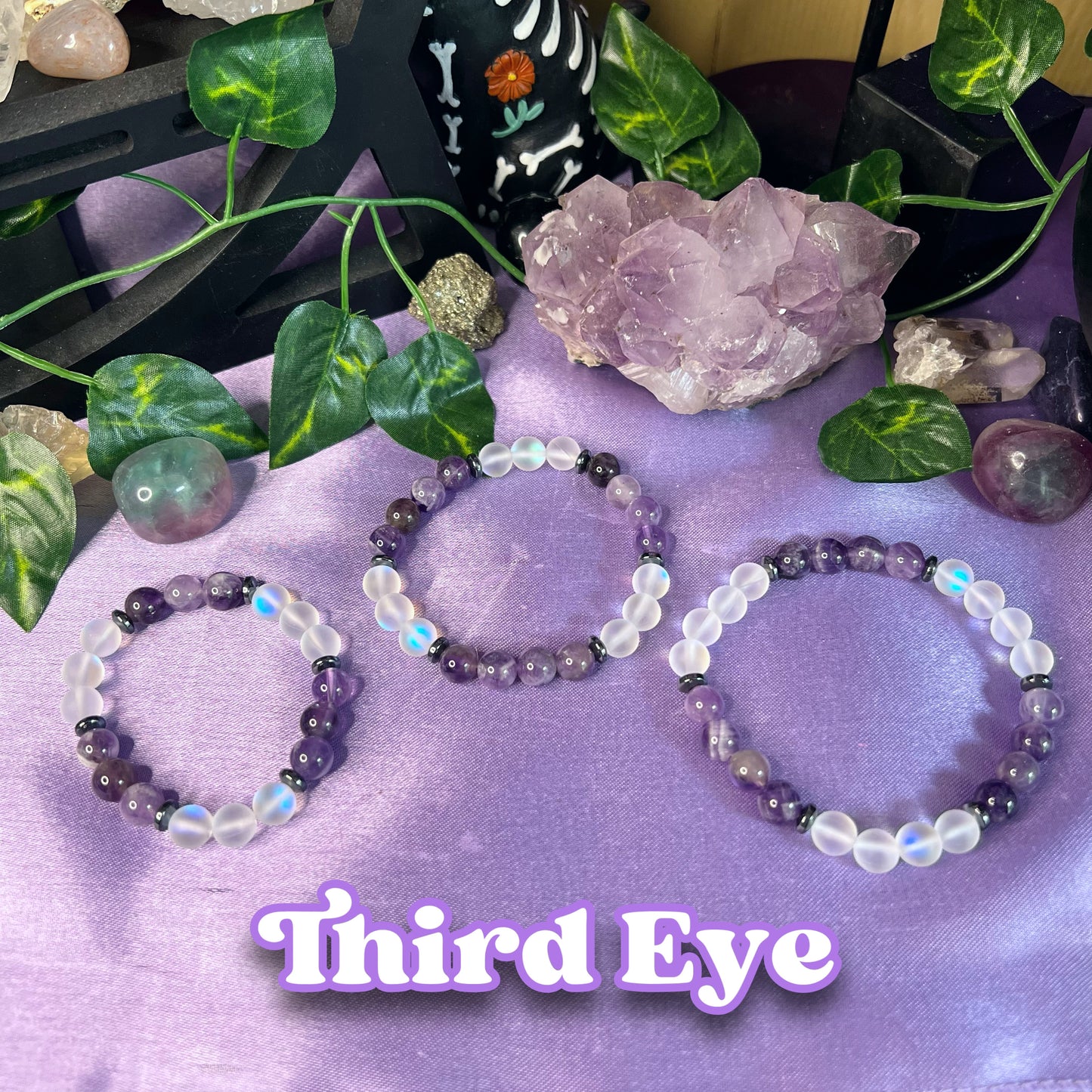 Third Eye Intuition Bracelet | Intention + Reiki Infused | Amethyst + Hematite