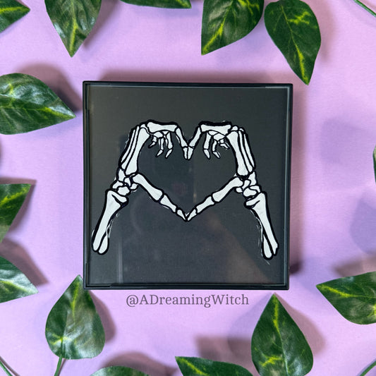 Skeleton Heart Hands | 4 x 4 Painted Frame, Ready to Display