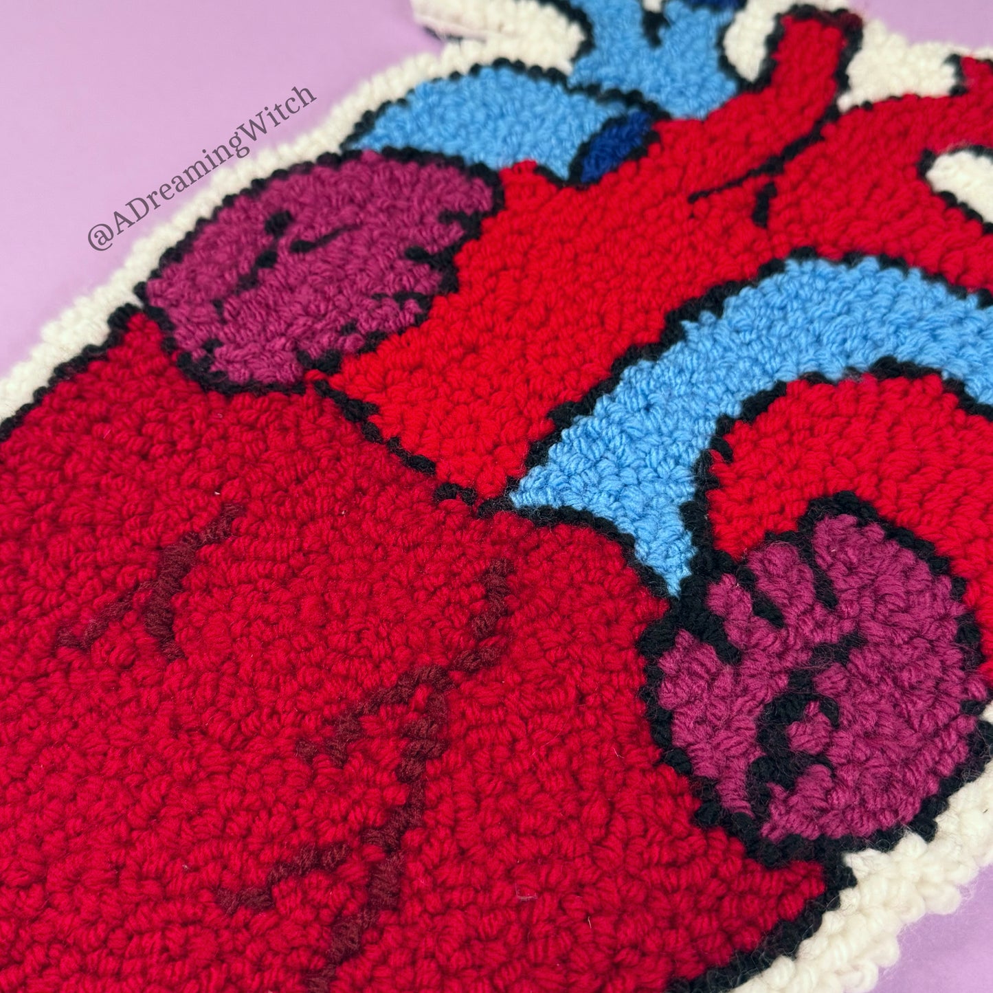 Anatomical Heart Punch Needle Rug