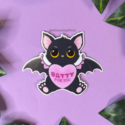 Batty For You, Valentines Day Bat | Glossy Waterproof Sticker