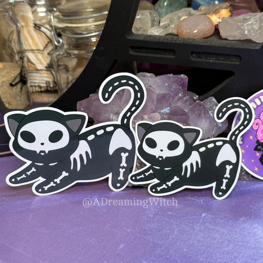 Skeleton Kitty | Glossy Waterproof Sticker