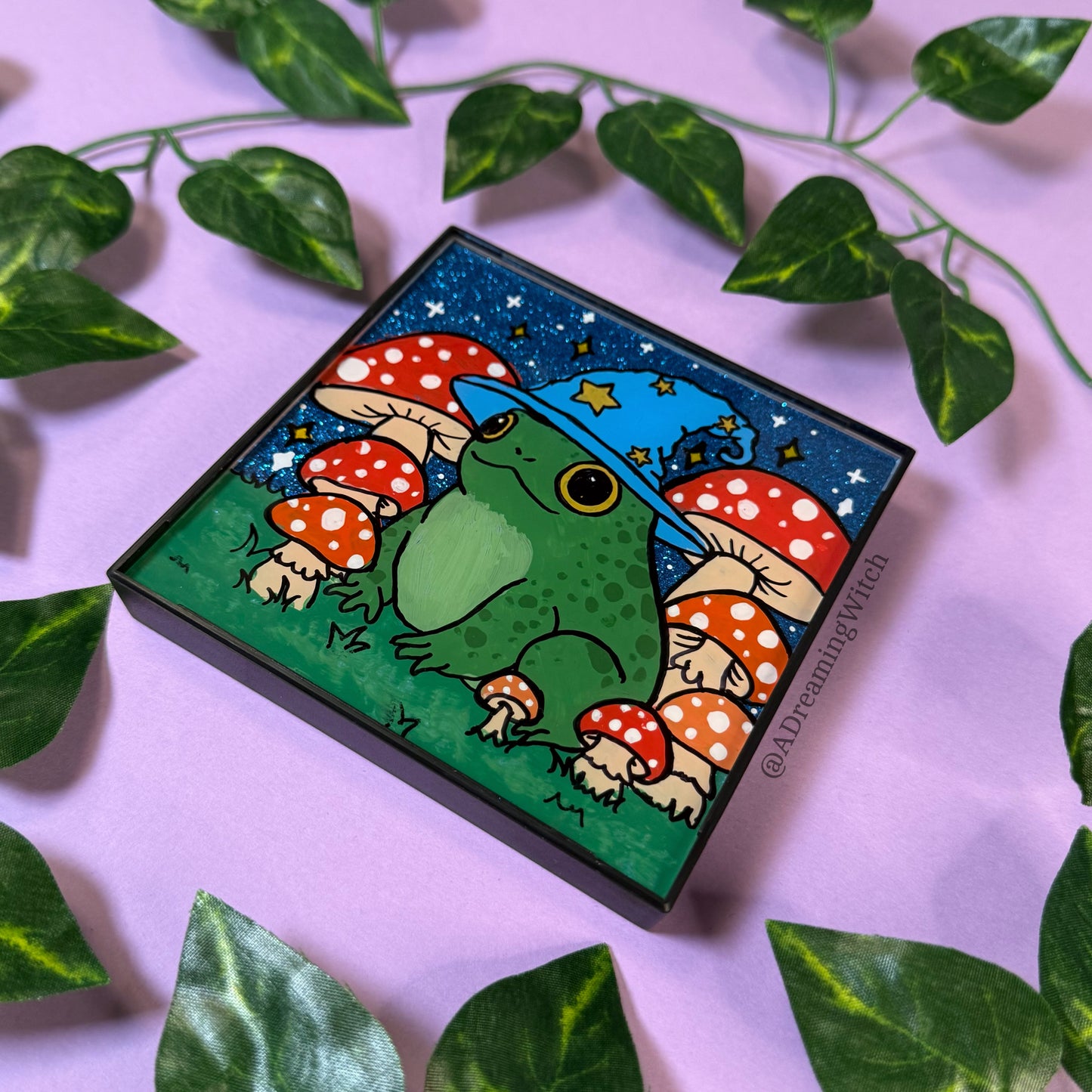 Wizard Toad / Frog | 4 x 4 Painted Frame, Ready to Display