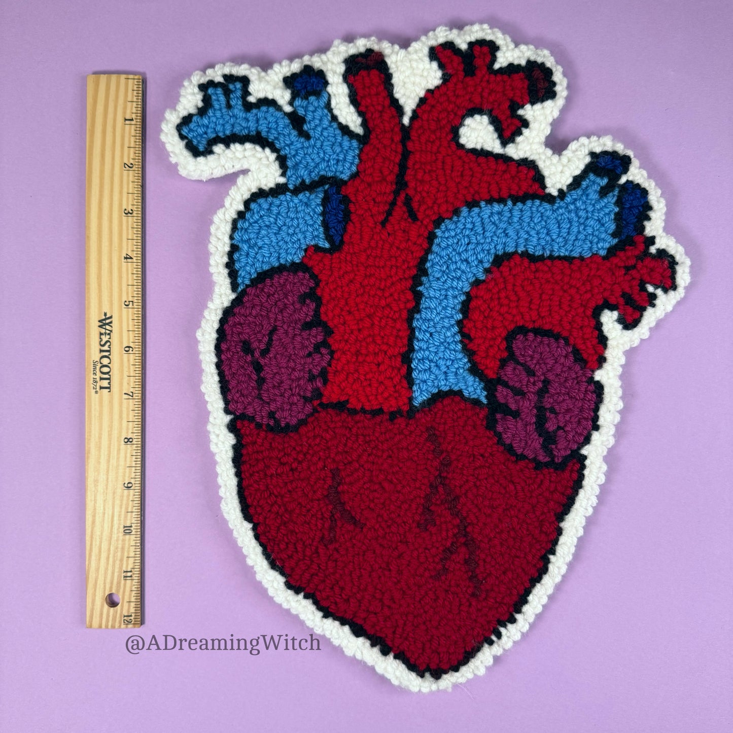 Anatomical Heart Punch Needle Rug