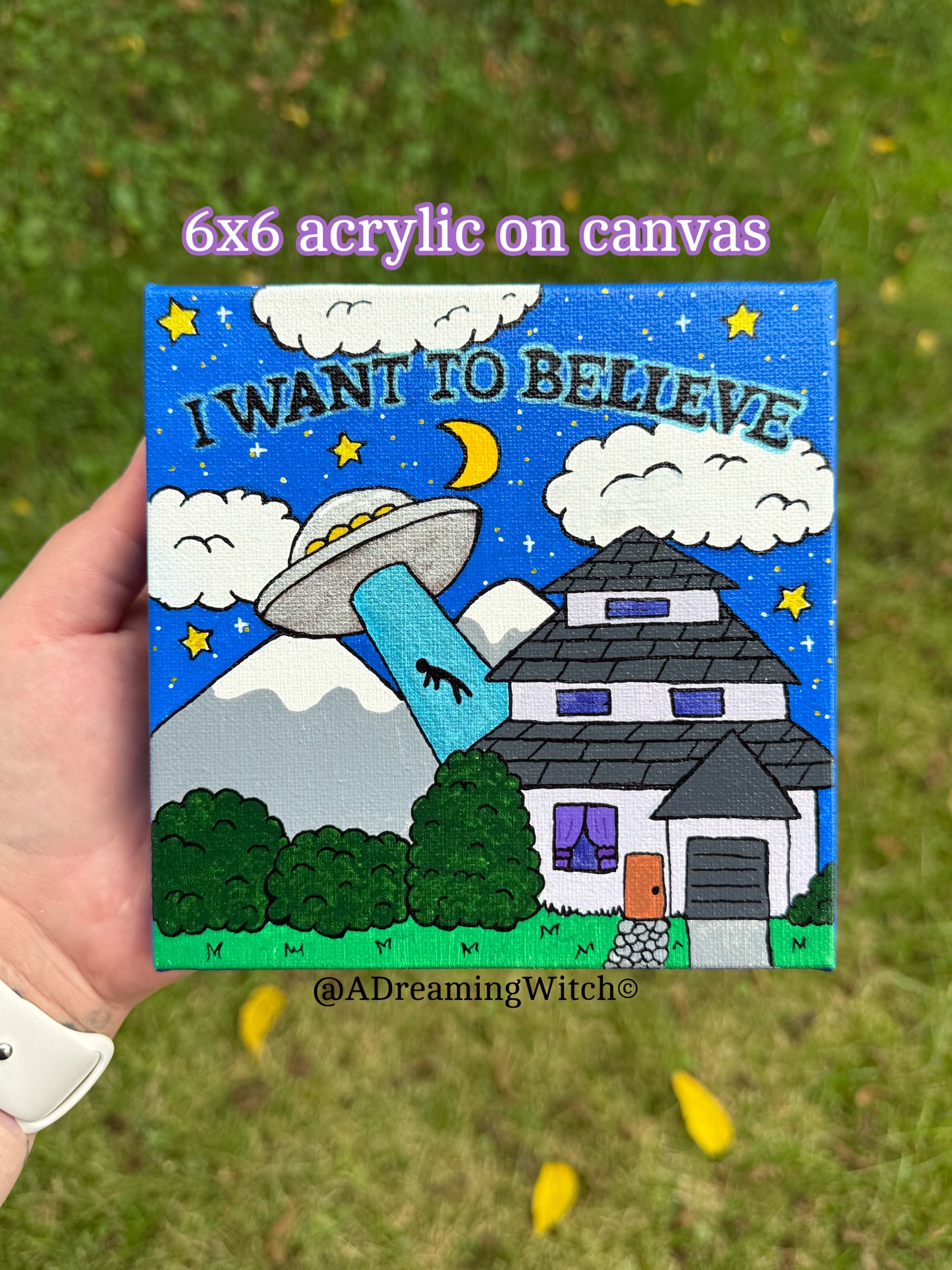 I Want to Believe 6x6 Canvas Painting